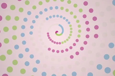 Colorful spiral pattern with dots on light background Stock Photos