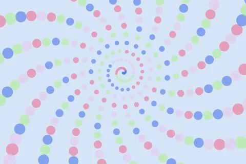 Colorful spiral pattern of dots on a light background Stock Photos