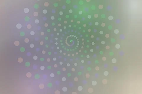 Colorful spiral pattern of dots on soft gradient background Stock Illustration