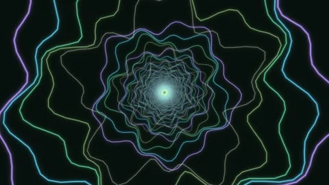 Colorful spiral pattern with flowing lines in dark background Stock Footage 336994979