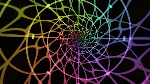 Colorful spiral pattern with geometric shapes and lines Stock Footage 340394590