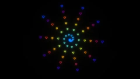 Colorful spiral pattern with heart shapes in various shades Stock Footage 338226210