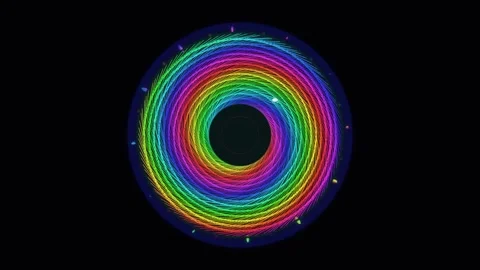 Colorful spiral pattern with light trails on black background Stock Footage 337073397