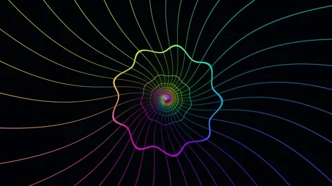 Colorful spiral pattern with lines on a black background Stock Footage 340382524