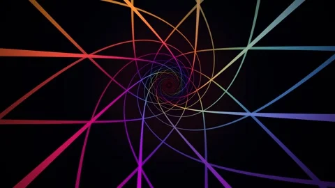 Colorful spiral pattern with lines on dark background Stock Footage 340289730