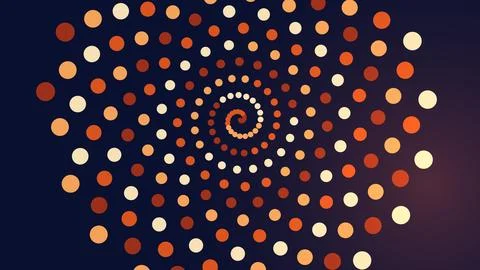 Colorful spiral pattern made of dots on dark background Stock Illustration