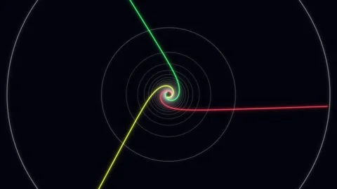 Colorful spiral pattern in motion with green, red, and yellow lines Stock Footage 336995683