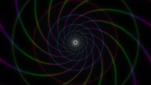 Colorful spiral pattern moves in a around a dark center Stock Footage 338018469