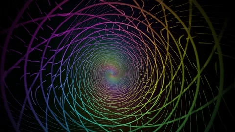 Colorful spiral pattern with neon lights in dark background Stock Footage 340301478