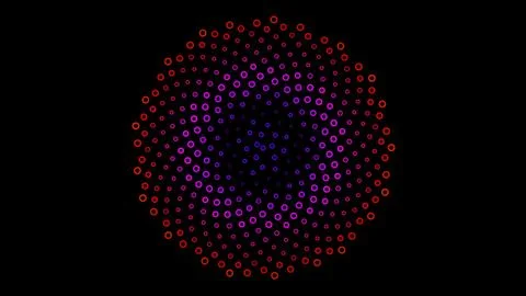 Colorful spiral pattern in red and purple circles on black background 스톡 일러스트