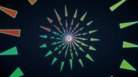 Colorful spiral pattern with sharp shapes rotating in motion Stock Footage 336995313