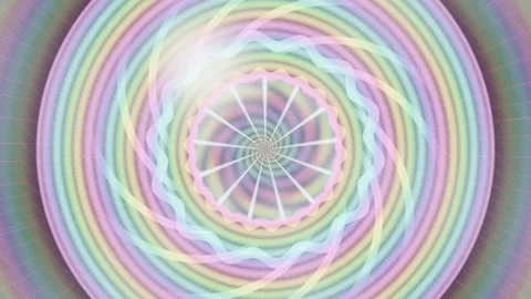 Colorful spiral pattern with soft waves and circles seen in motion Stock Footage 337387272