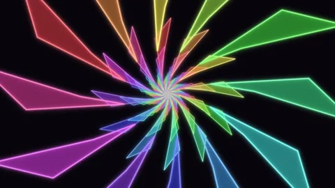 Colorful spiral pattern with vibrant shapes on dark background Stock Footage 337064504
