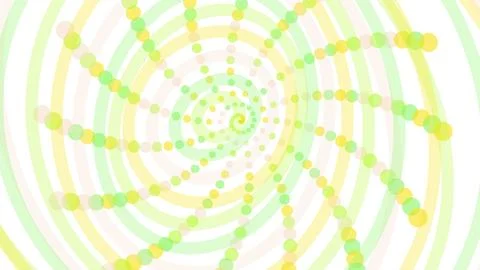 Colorful spiral pattern with yellow green dots on white Stock Illustration