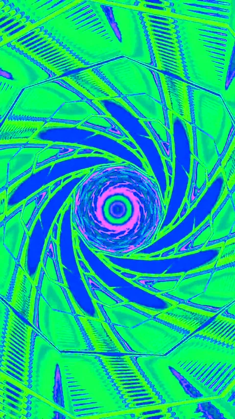 Colorful spiral tunnel visual loop with vibrant green and purple patterns Vídeo Stock 321566168