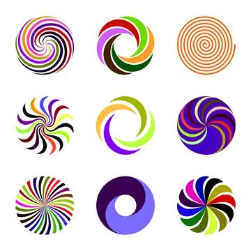 Colorful Spiral Vector Element Set Stock Illustration