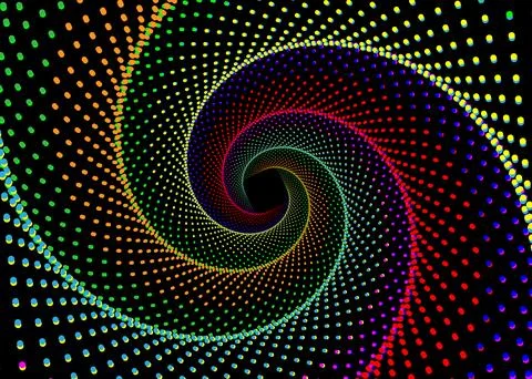 Colorful spiral vortex dots abstract art Stock Illustration