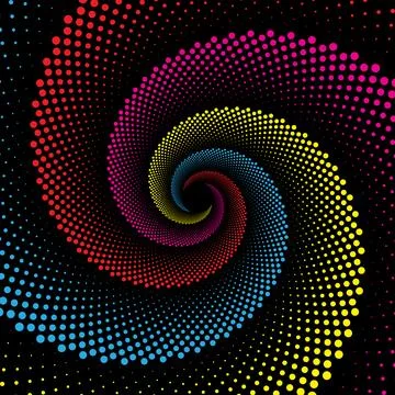 Colorful spiral vortex dots background Stock Illustration