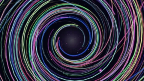Colorful Spiral Vortex Loop - Hypnotic Neon Tunnel Animation Stock Footage 341568982