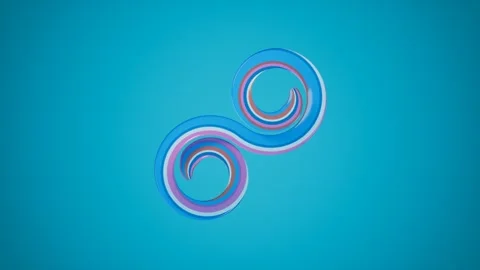 Colorful spirals on blue background. 3d rendering Stock Footage 340143252