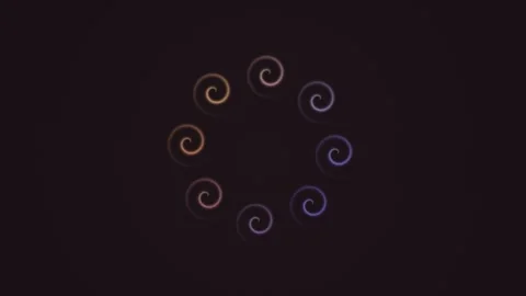 Colorful spirals moving in a circular pattern on dark Stock Footage 337968883
