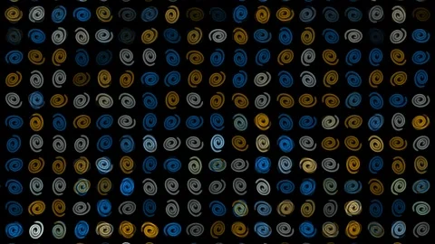 Colorful spirals pattern on black background video Stock Footage 313862339