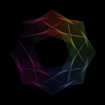 Colorful spirograph on black for background Stock Illustration