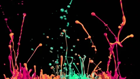 Colorful splashing paint in super slow motion. Shot with high speed cinema Stock Footage