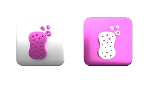 Colorful Sponge with bubbles icon isolated on white background. Wisp of bas.. Stock Illustration