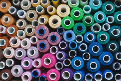 Colorful spools of thread Stock Photos