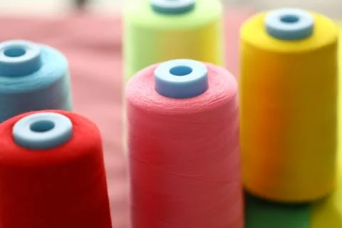 Colorful spools of thread Stock Photos