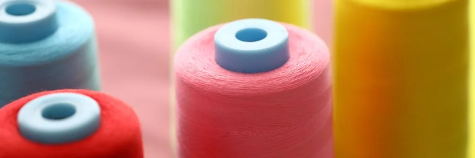 Colorful spools of thread Stock Photos