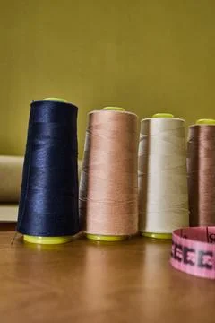 Colorful Spools of Thread for Sewing Stock Photos