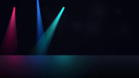 Colorful spotlights shining on a dark empty stage floor Stock Illustration