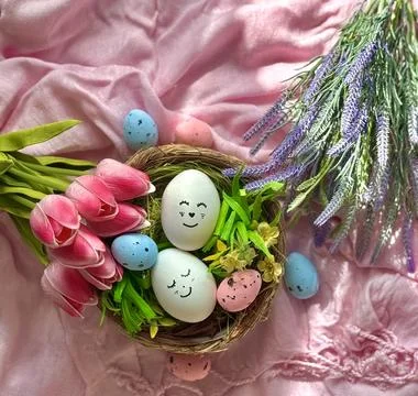 Colorful Spring Composition for Easter Stock Photos