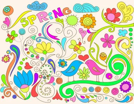 Colorful spring doodle Stock Illustration