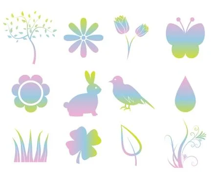 Colorful spring elements Stock Illustration