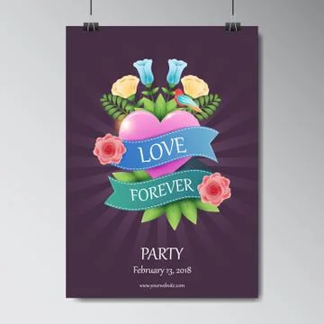 Colorful spring event poster Stock Illustration