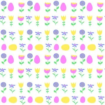 Colorful spring floral pattern with whimsical shapes Illustrazione stock