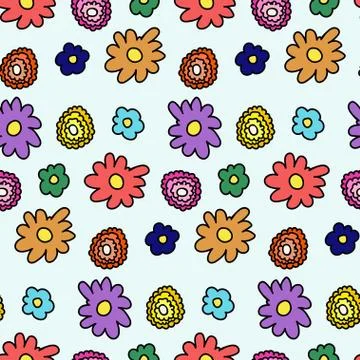 Colorful spring flower pattern Stock Illustration