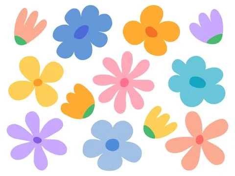 Colorful spring flowers set Stock Illustration