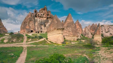 Colorful spring landscape in Cappadocia. Stock Footage 67095448