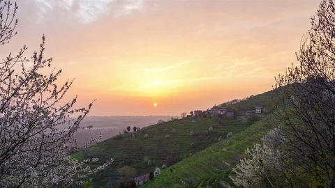 Colorful Spring Sunset 库存影片 98499640