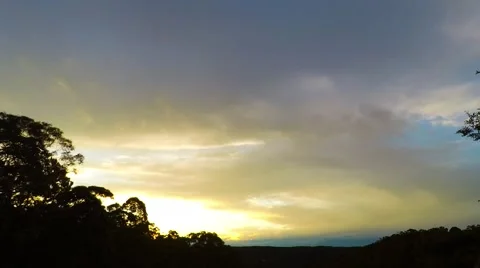 Colorful Spring Sunset Over Berowra Valley  Stock Footage 67522372