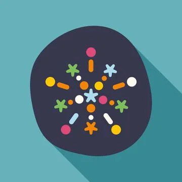 Colorful sprinkles creating celebration explosion flat icon Stock Illustration