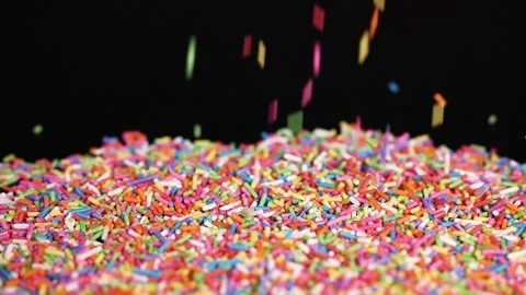 Colorful Sprinkles Falling in Slow Motion Stock Footage 313708404