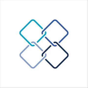 Colorful square block chain link Logo template stylish vector design Stock Illustration