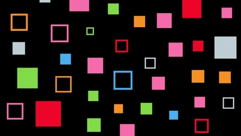 Colorful Square Block Pattern Random Scaling 4K Loop Black Stock Footage 338276411