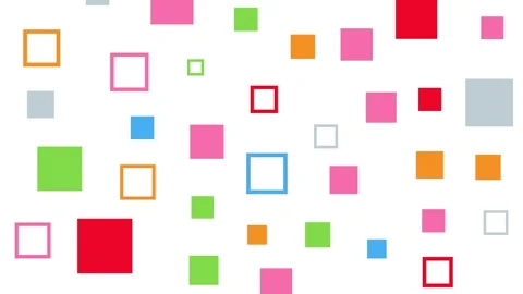 Colorful Square Block Pattern Random Scaling 4K Loop White Stock Footage 338276414