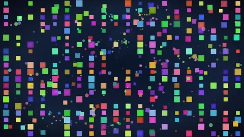 Colorful Square &amp; Circle Grid Loop - Vibrant Abstract Data Backdrop 스톡 동영상 341564561